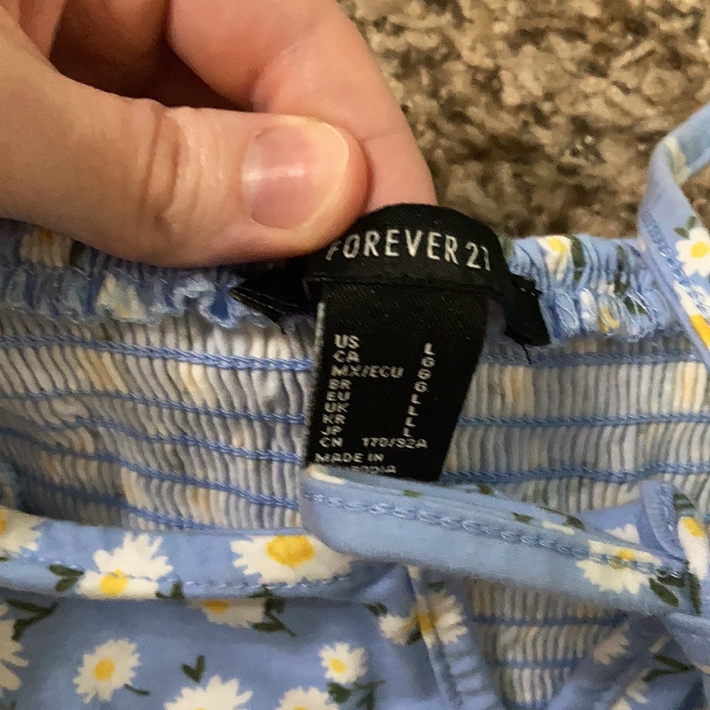 Blue cotton cap sleeve dress - Picture 2 of 3
